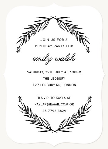 Rustic Laurels Adult Birthday Party Invitations