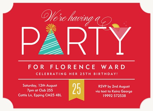 Party Perfect Adult Birthday Party Invitations