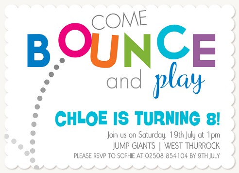 Bouncing Fun Girl Birthday Party Invitations
