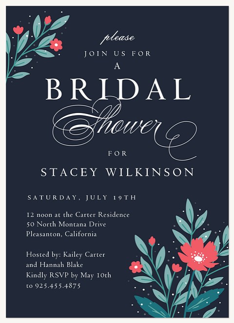 Midnight Garden Bridal Shower Invitations