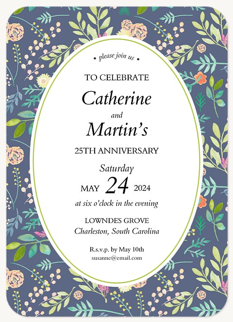Delicate Flowers Wedding Anniversary Invitations