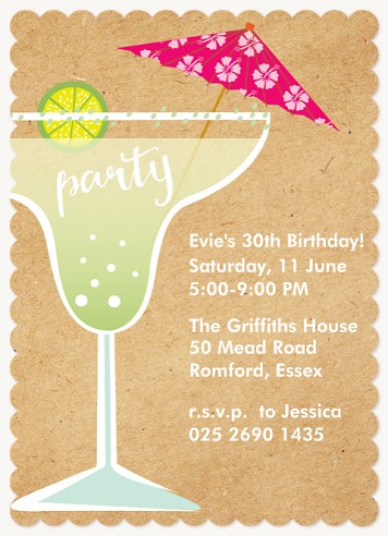 Margarita Lime Adult Birthday Party Invitations