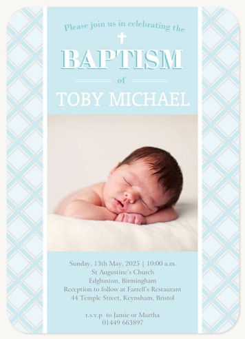 Plaid Baptism Christening Invitations | Christening Invites