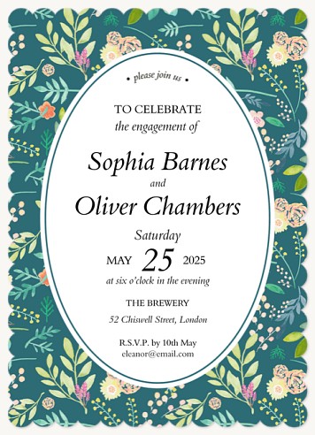 Delicate Flowers Engagement Party Invitations