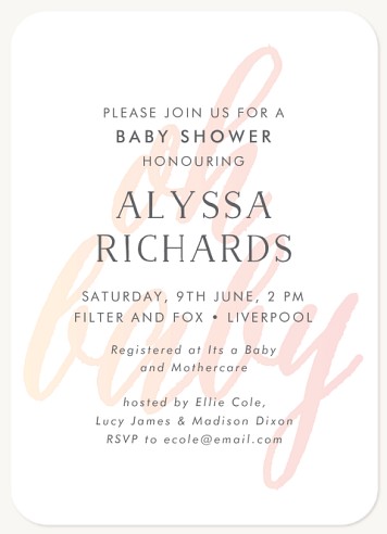 Ombré Watercolour Baby Shower Invites