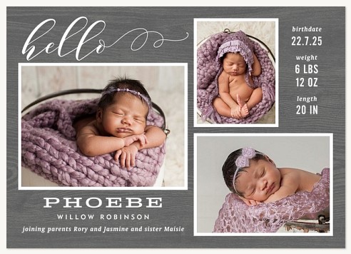 Woodgrain Greeting Baby Announcements