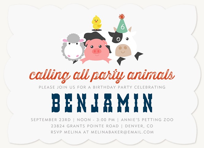 Barnyard Fun Kids Birthday Invitations