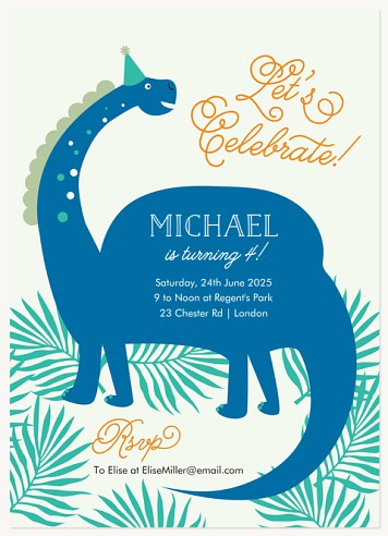 Dino Jubilation Kids Birthday Invitations