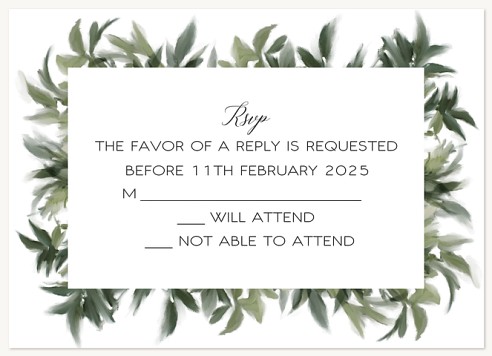 Brushed Foliage Wedding RSVP Cards