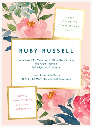 Blushing Blooms Baby Shower Invites