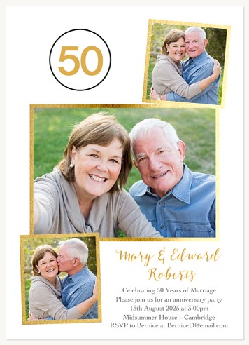 Embellished Snapshots Wedding Anniversary Invitations