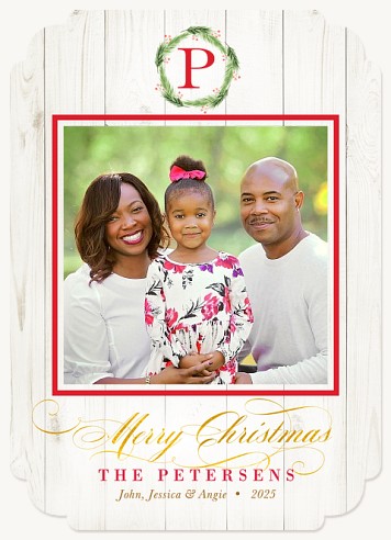 Woodgrain Wreath Christmas Cards