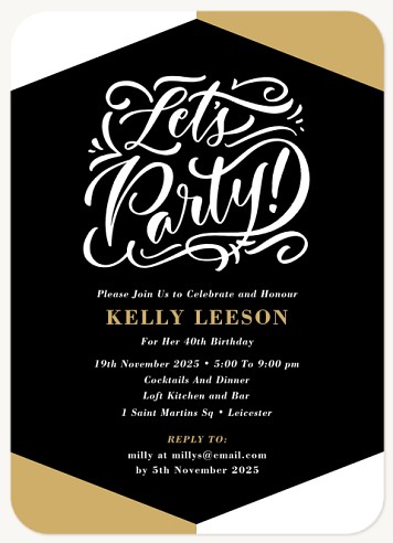 Modern Colourblock Adult Birthday Party Invitations
