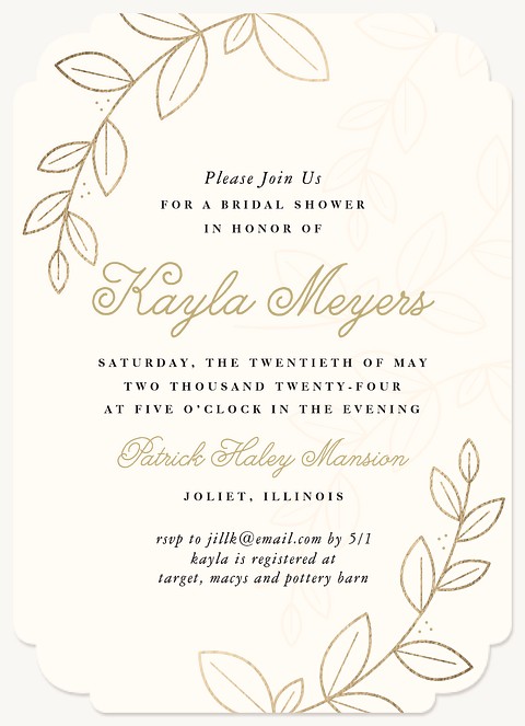 Frosted Leaves Bridal Shower Invitations