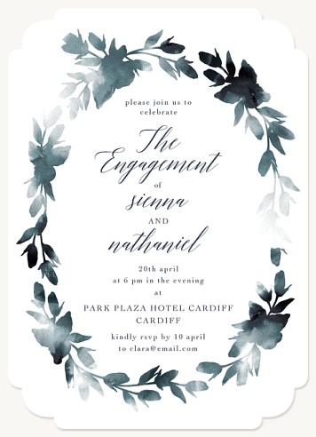 Indigo Wreath Engagement Party Invitations