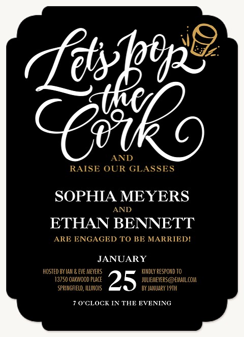 Pop The Cork Engagement Party Invitations