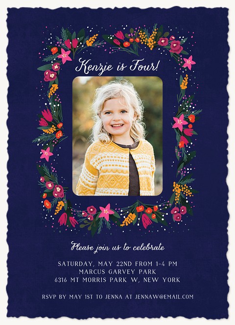 Floral Frame Kids Birthday Invitations
