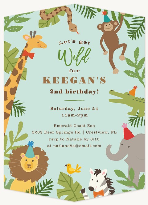 Wild Jungle Kids Birthday Invitations