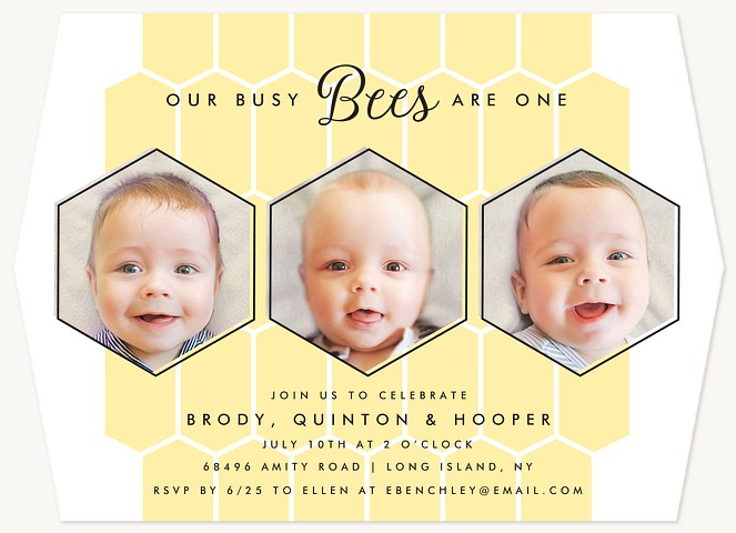 Busy Bees Kids Birthday Invitations