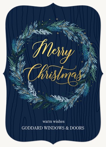 Frosted Wreath Christmas Cards for Business