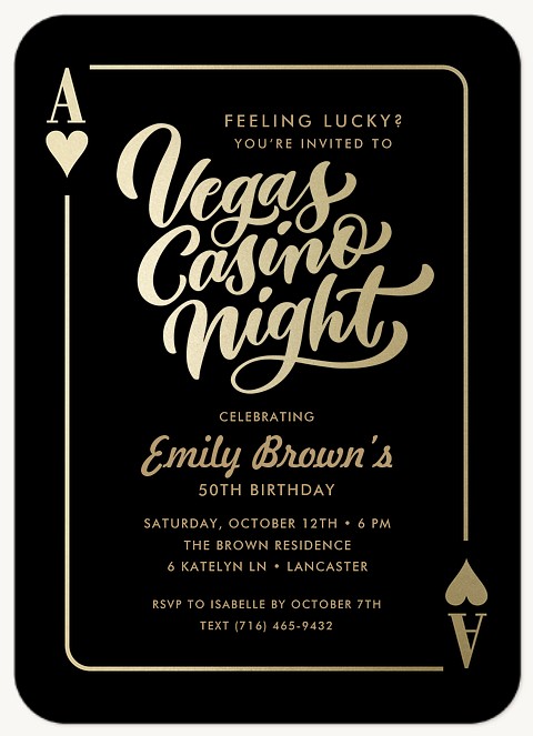 Lucky Ace Adult Birthday Party Invitations