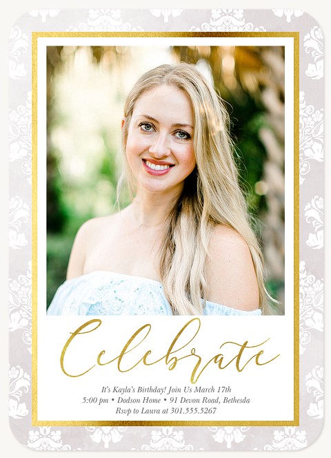 Traditional Damask Adult Birthday Party Invitations