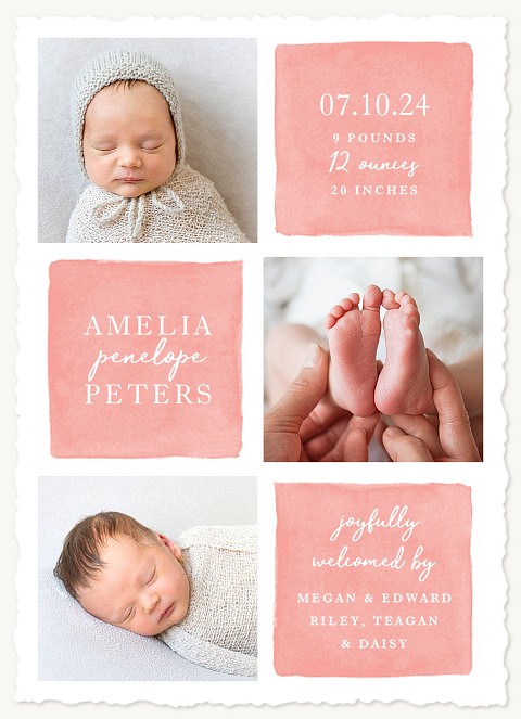 Painted Squares Baby Announcements