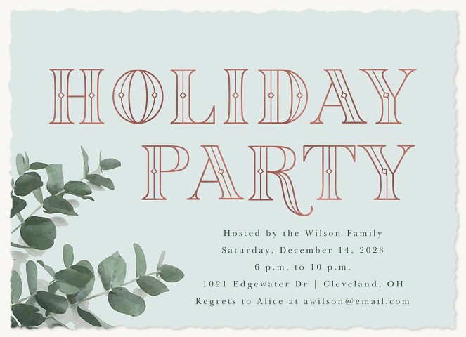 Etched Eucalyptus Holiday Party Invitations
