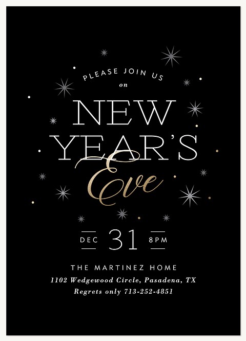 Sparkling New Year Holiday Party Invitations