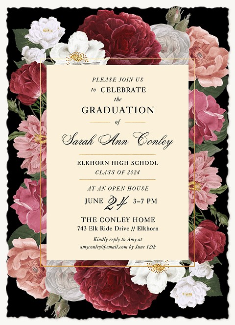 Vintage Bouquet Graduation Invitations