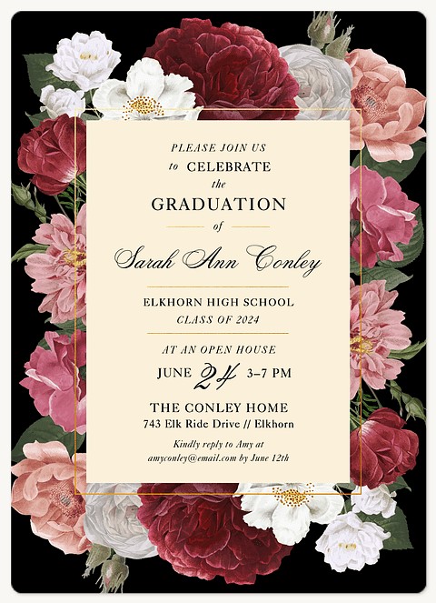Vintage Bouquet Graduation Invitations