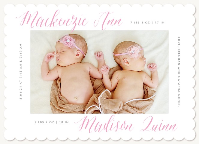 Twice as Lovely Twin Birth Announcements