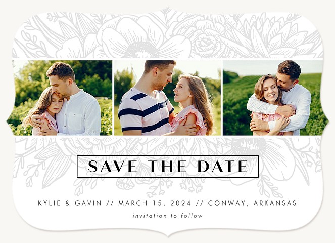 Engraved Bouquet Save the Date Cards