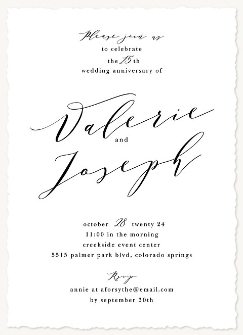 Calligraphic Duo Wedding Anniversary Invitations