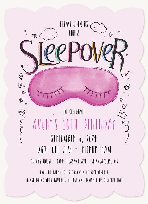 Sleepover Kids Birthday Invitations