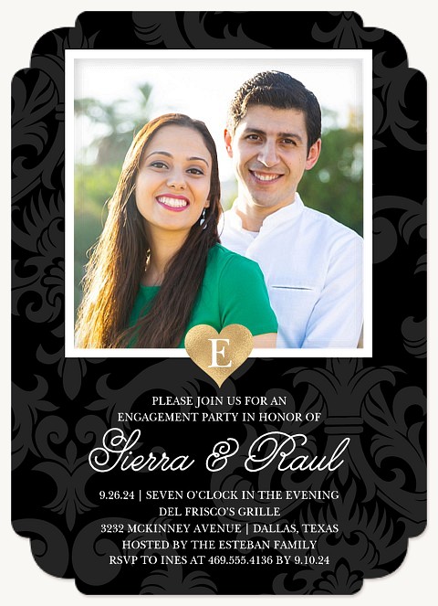 Monogrammed Heart Engagement Party Invitations