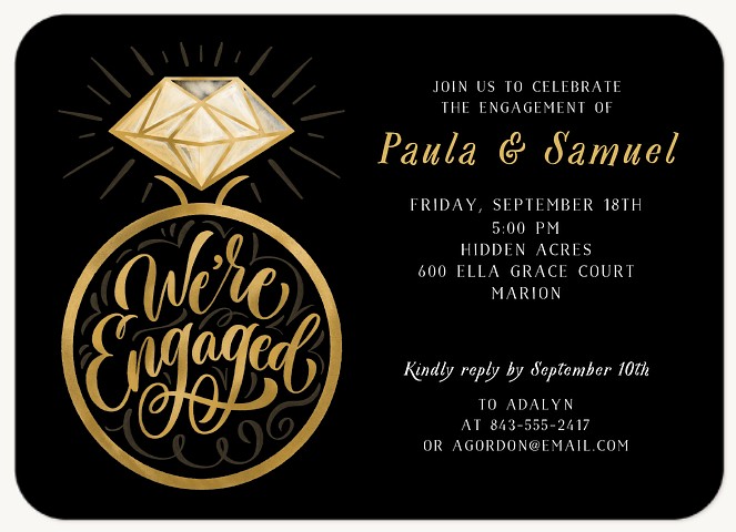 Sparkling Diamond Engagement Party Invitations