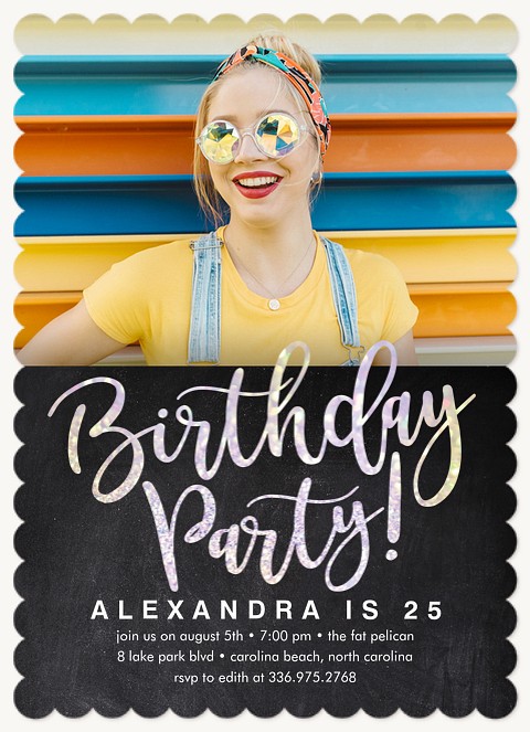 Holographic Party Adult Birthday Party Invitations