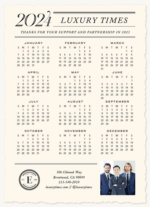 Engraved Calendar Business Holiday Cards