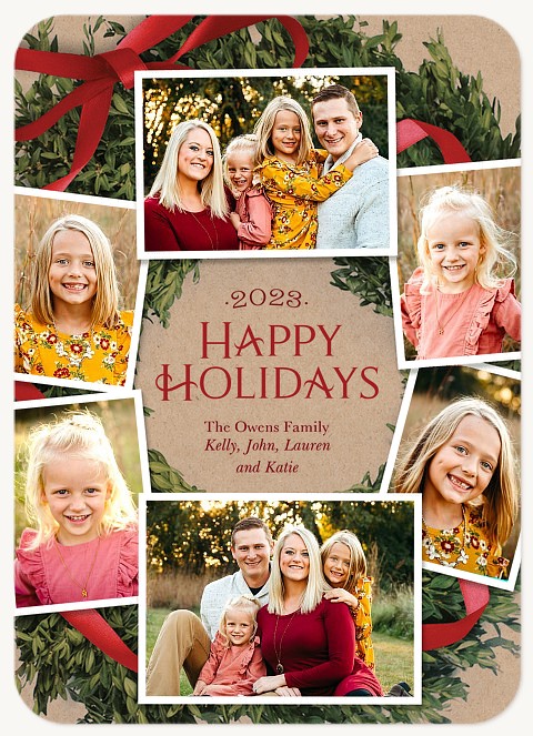 Boxwood Wreath Photo Holiday Cards