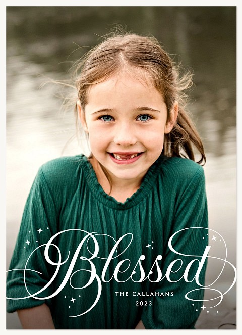 Blessed Script Personalized Holiday Cards