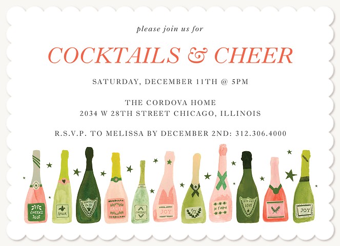 Champagne Cheer Holiday Party Invitations
