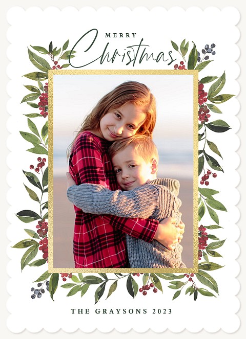 Delicate Watercolor Photo Holiday Cards