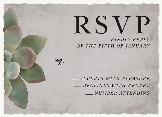 Bold Succulent Wedding RSVP Cards
