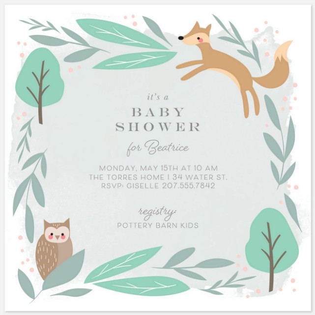 Forest Friends Baby Shower Invitations