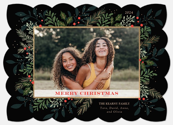 Lush Greenery Holiday Photo Cards