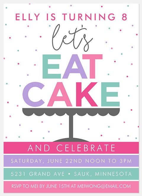 Cake Time Kids' Birthday Invitations