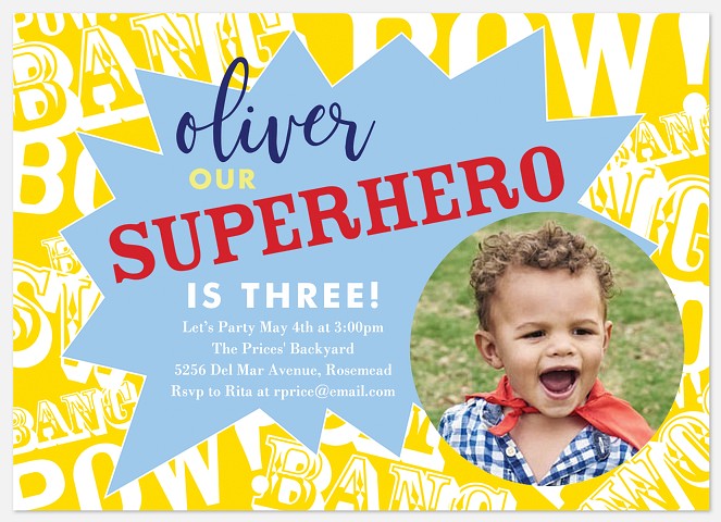 Bam! Pow! Kids' Birthday Invitations