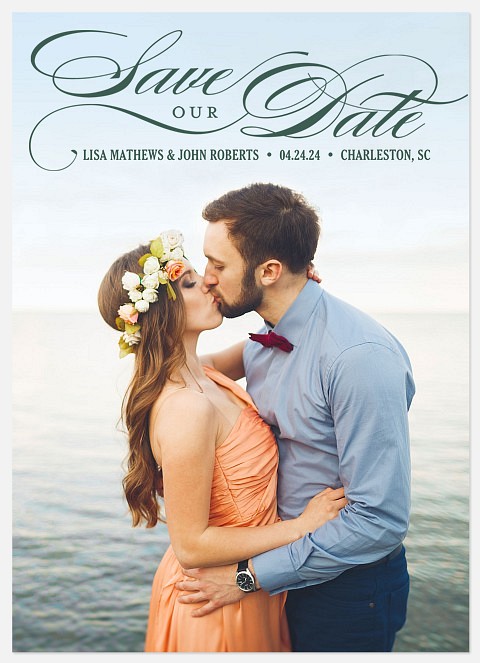 Emerald Swirls Save the Date Photo Cards