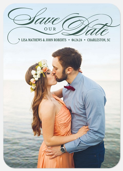 Emerald Swirls Save the Date Photo Cards